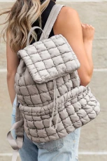 Black Solid Flapped Quilted Puffer Backpack edium Grey / ONE SIZE