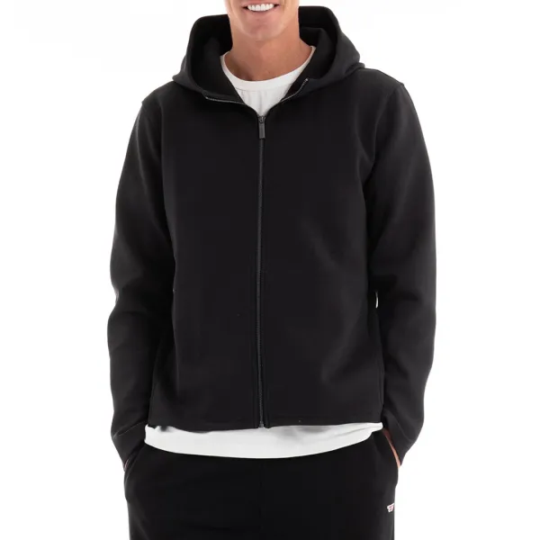 Black Spacer Zip Hooded Jacket - Black