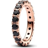 Black Sparkling Row Rose Gold Eternity Ring - 52  Ring