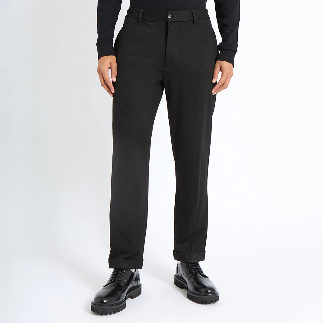 Black Straight Cotton Trousers