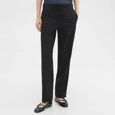 Black Straight Leg Wool Blend Trousers