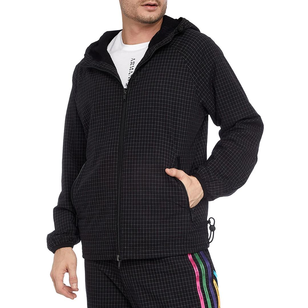 Black Stripe Zip Cotton Jacket ulti