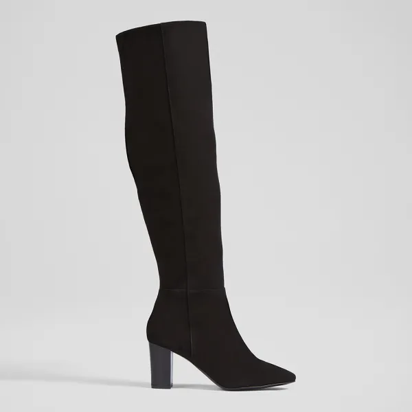 Black Suede Courtney Long Boot - Black