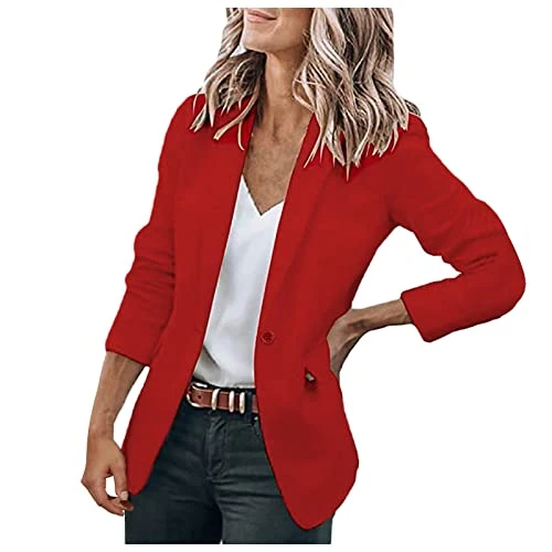 Black Suit Jacket Lightweight Office Work Jacket Short Coats Blazers Casual Long Sleeve Open Front Office Women's Coats Solid Colour Casual Thin Autumn Daily Outerwear Stylish Overcoats