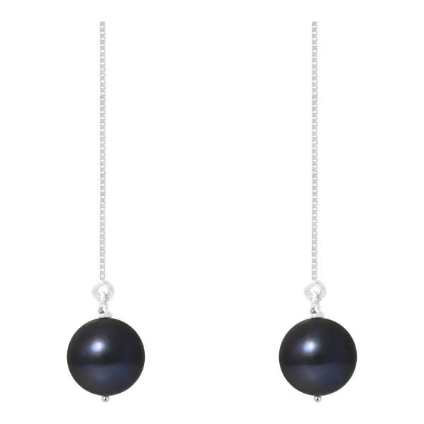 Black Tahitian Style Silver Freshwater Pearl Earrings