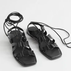 Black Tammy Leather Sandals