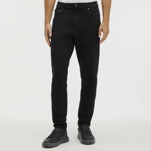 Black Tapered Stretch Jeans - Black