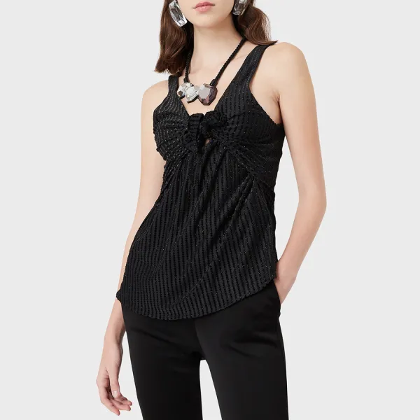 Black Tie Blouse - Black