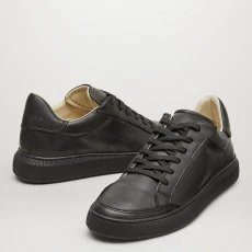 Black Track Low Top Leather Trainers