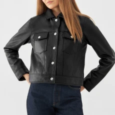 Black Trucker Leather Jacket