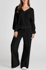 Black V Neck Cropped Seamed High Waist Sports Wear - BLACK / / %POLYESTER+%VISCOSE+%ELASTANE Black V Neck Cropped Seamed High Waist Sports Wear - BLACK / / %POLYESTER+%VISCOSE+%ELASTANE