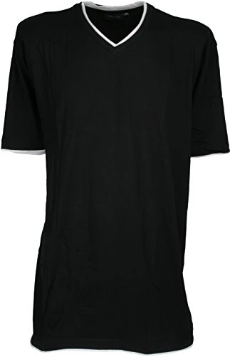 Black V-Neck Mock Layer T-Shirt 2XL T067