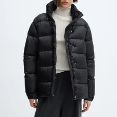 Black Water-Repellent Quilted Coat