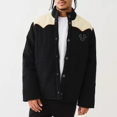 Black Western Cotton Puffer Jacket