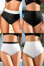 Black & White Colorblock Reversible High Waisted Bikini Bottoms Black & White Colorblock Reversible High Waisted Bikini Bottoms