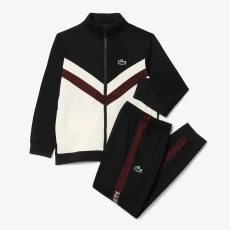 Black/ White Stripe Interlock Tracksuit Jacket and Trouser Set ulti