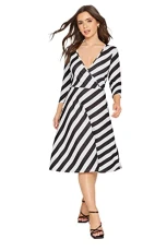 Black & White Stripe Wrap Dress Petite Black & White Stripe Wrap Dress Petite