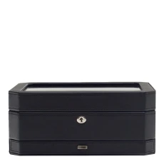 Black Windsor Vegan Leather Piece Watch Box With Drawer