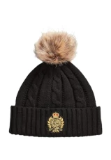Black Wool Bobble Hat, black Black Wool Bobble Hat, black