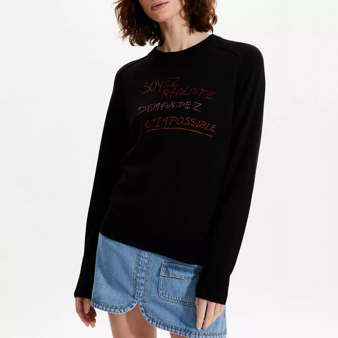 Black Wool Long Sleeved Jumper