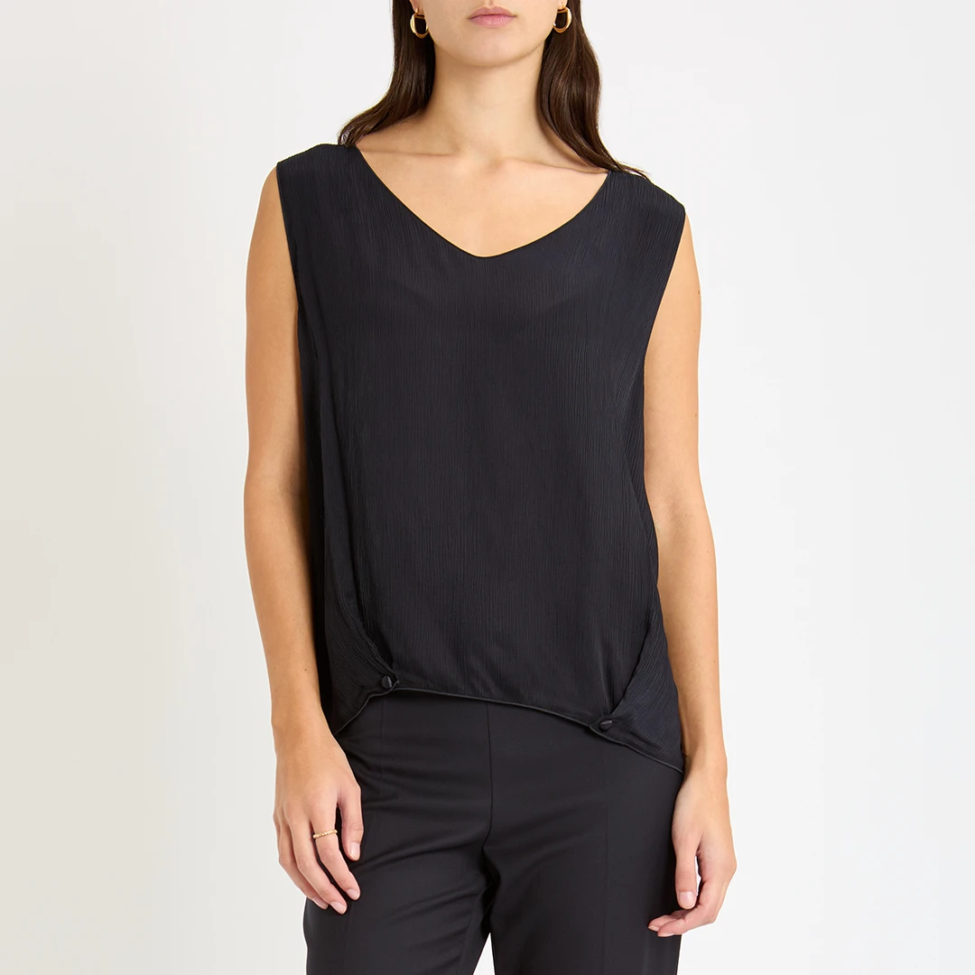 Black Wrap Detail Top - Blue