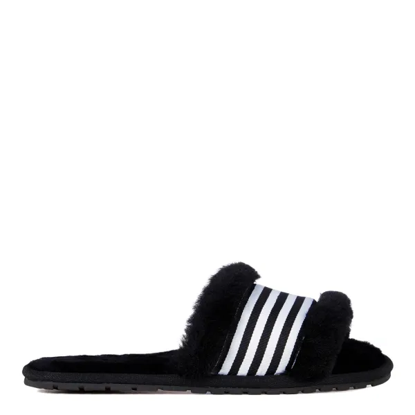 Black Wrenlette Sheepskin Slide Slippers - Black