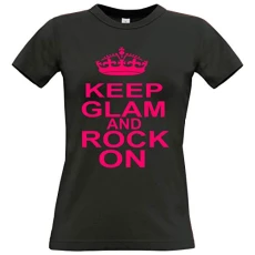Black XL(16) t-Shirt with Pink Glitter Print 'Keep Glam and Rock on'