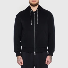 Black Zip Cashmere Blend Hoodie - Navy Black Zip Cashmere Blend Hoodie - Navy