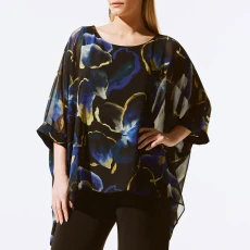 Black/Blue Printed Relaxed Blouse ulti