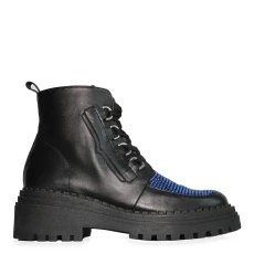 Black/Blue Rira Crystal Ankle Boot