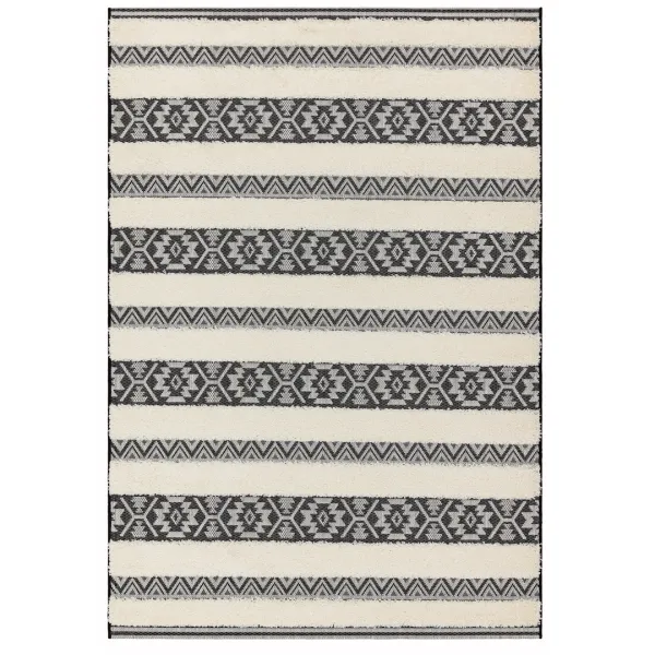 Black/Cream Monty Outdoor Rug 160x230cm - Cream
