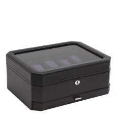 Black/Purple Windsor Vegan Leather Piece Watch Box with Drawer