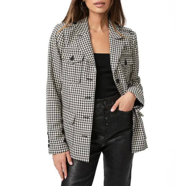 Black/White Skyler Houndstooth Jacket - Black