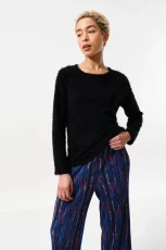 Blanka Eyelash Rib Black Long Sleeve Jumper - 








  
    
    


  Black


