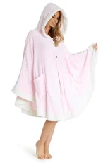 Blanket Hoodie, Fleece Warm Poncho with Sleeves, Gifts for Women (Pink)