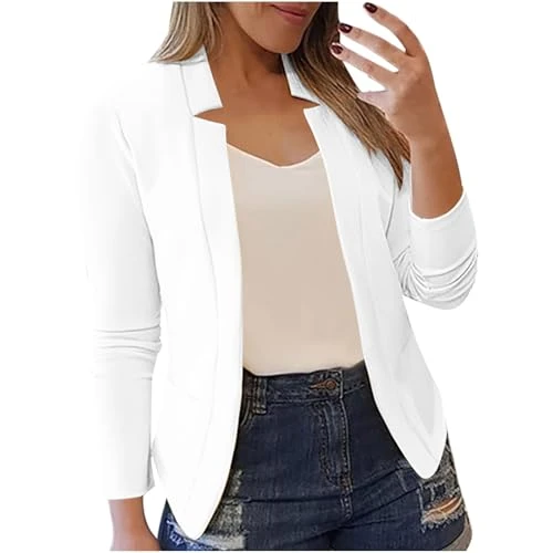 Blazer for Women Long Sleeve Suit Jacket Open Front Cardigan Casual Blazers for Ladies Work Office S