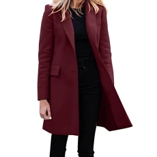 Blazer For Women Oversized Fashion Long Sleeve Mid Length Coats Formal Comfy Business Work Overcoat Solid Color Versatile Slim Fit Windproof Trench Coat Fall Outdoor Workwear Outerwear(B Red,S)