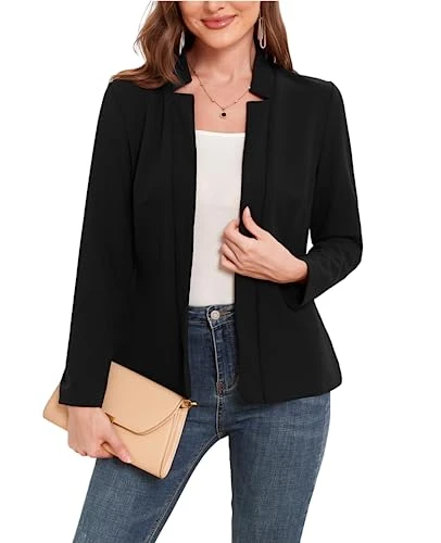 Blazers for Women Business Casual Open Front Long Sleeve Blazer Work Office Jackets Balzer with Pockets 2024 Black