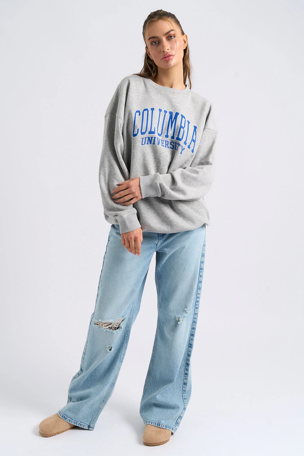 Bleach Wide Leg Ripped Knee Jean /