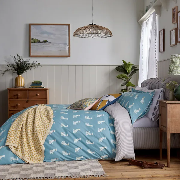 Blockprint Dogs King Cover Set Blue - Multi