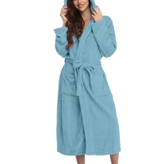 Blouses Night for Women Soft Plush Long Flannel Sleepwear Hooded Bathrobe Plush Long Warm Robe Tops 4x Women (Blue, L)