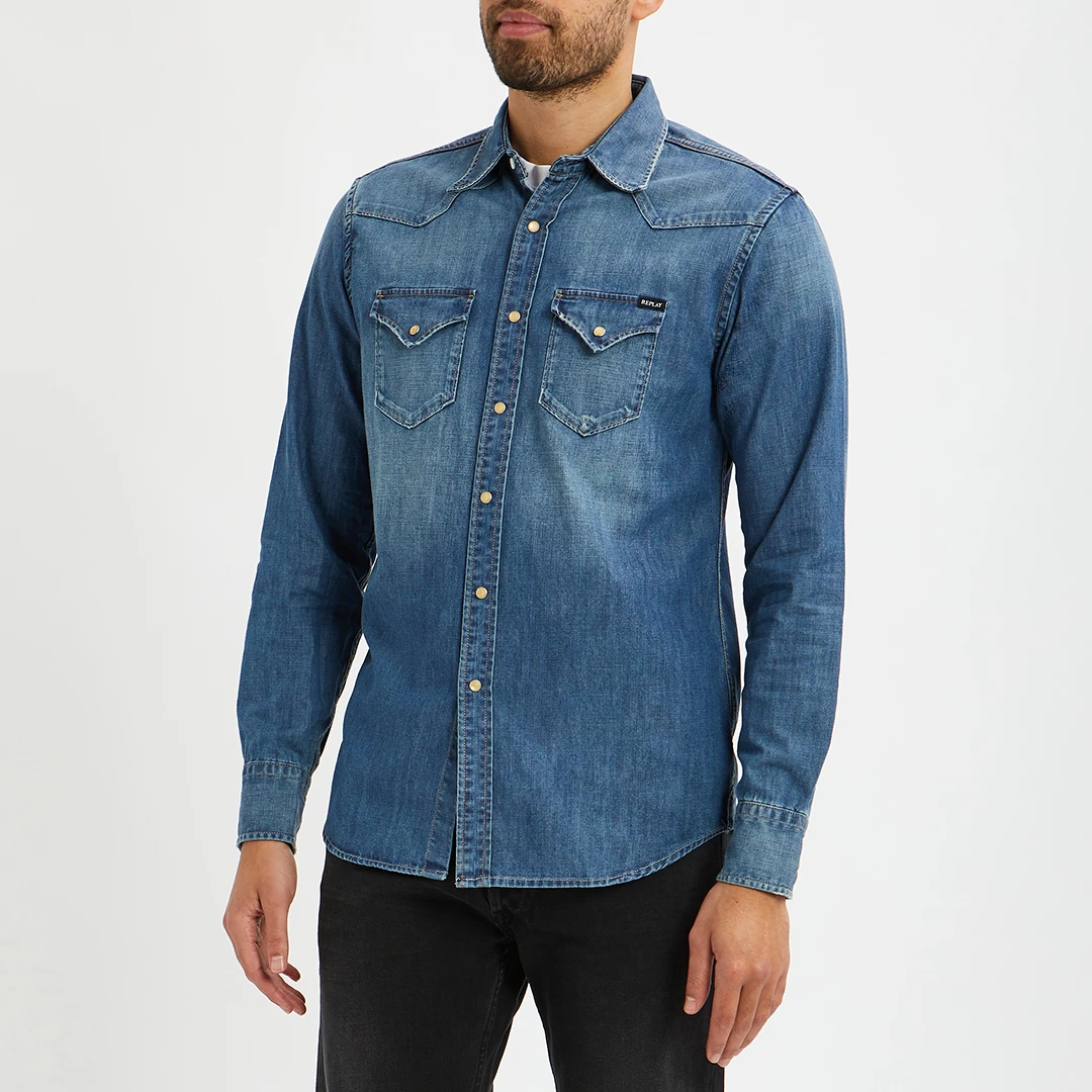 Blue Aged Denim Shirt