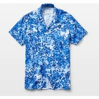 Blue Blossoms Open Collar Shirt, S