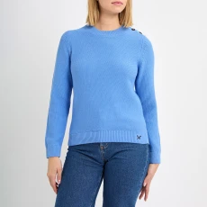 Blue Button Detail Crew Jumper
