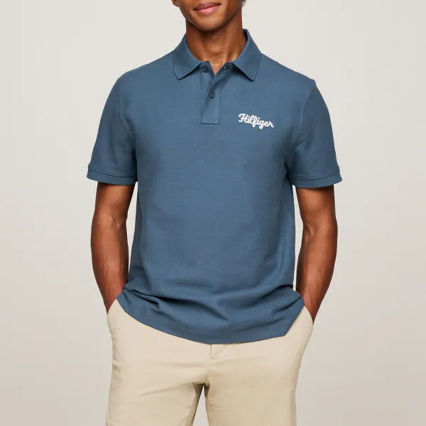 Blue Chainstitch Logo Polo Shirt