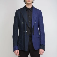 Blue Colourblock Double Breasted Jacket ulti