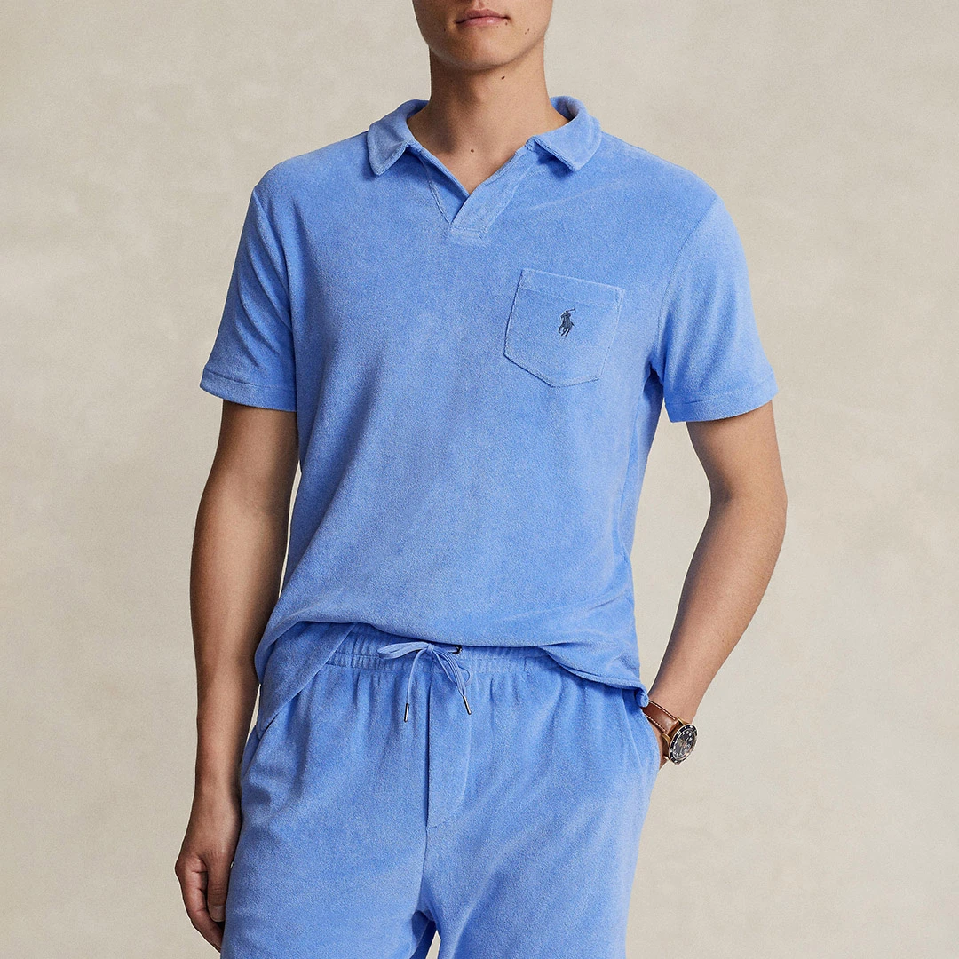 Blue Custom Slim Cotton Blend Polo Shirt