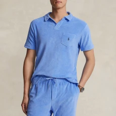 Blue Custom Slim Cotton Blend Polo Shirt Blue Custom Slim Cotton Blend Polo Shirt