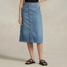 Blue Denim Midi Skirt ulti