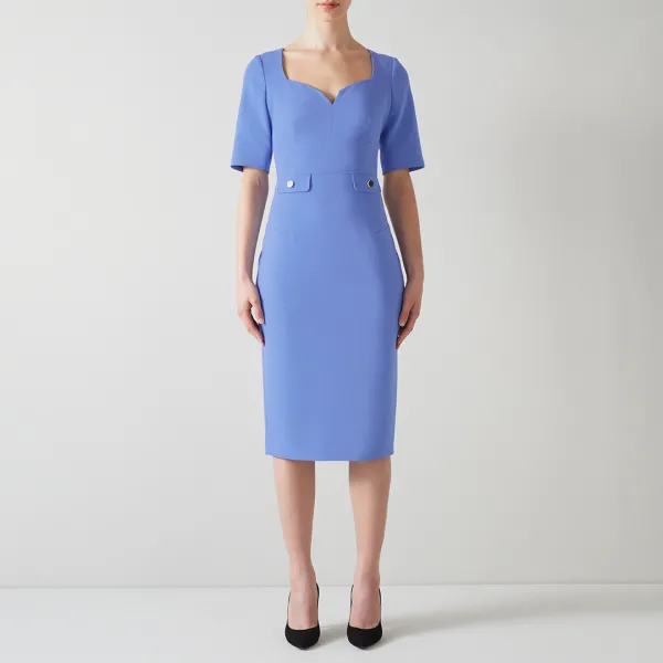 Blue Diana Fitted Midi Dress - Blue